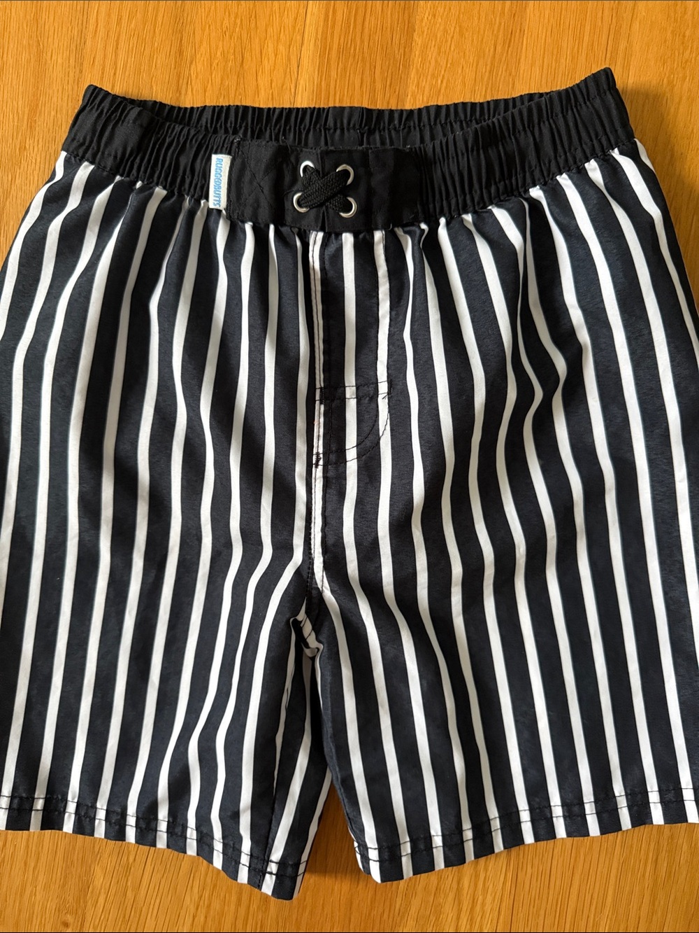 🌊 Rugged Butts Boy Black and White Striped Swim Trunks